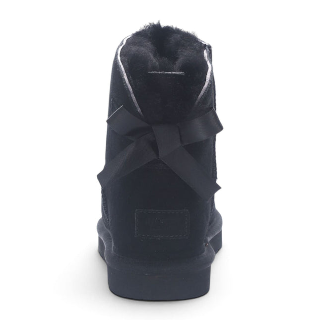 Women's Black Genuine Sheepskin Real Fur Winter Ankle Boots - Eclipse