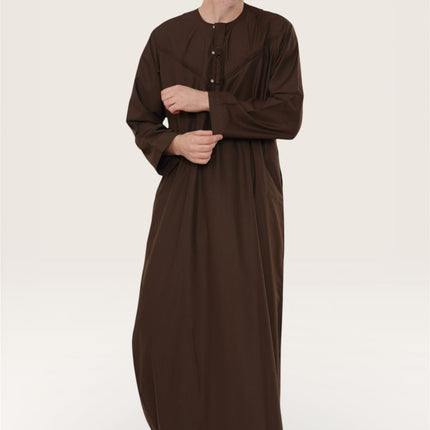 Men's Eid Brown Moroccan Jubba Robe Djellaba Ramadan Eid Thobe - HM11