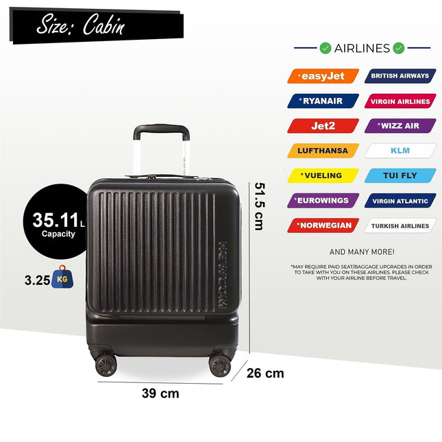 Durable EasyJet Ryanair 39 x 26 x 51.5 cm Front Open Cabin Luggage Travel Suitcase