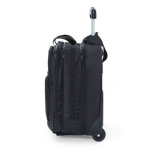 17" Black Wheeled Laptop Briefcase 1680D Polyester 4 Wheel Business Bag