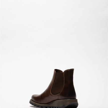 Fly London Womens Brown Salv Chelsea Leather Ankle Casual Wedge Heel Boots