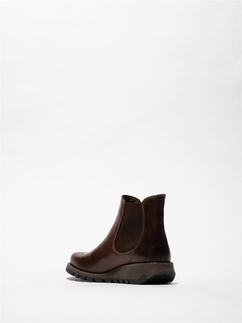 Fly London Womens Brown Salv Chelsea Leather Ankle Casual Wedge Heel Boots