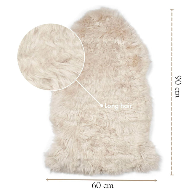 Genuine Cream Linen Sheepskin Natural Silky Soft Fluffy Real Wool Rug