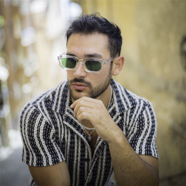 De-Gamme Bold Clear Geometric Rectangle Polarized Sunglasses - Malta
