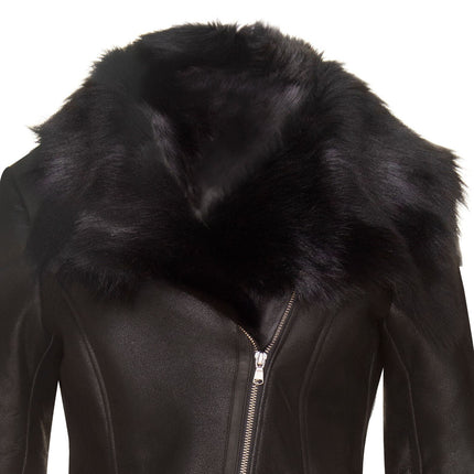 Womens Toscana Sheepskin Biker Jacket-Apopa