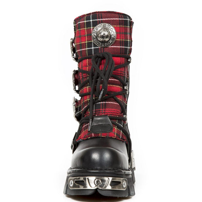 New Rock Tartan Leather Gothic Boots - 391T-S1
