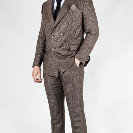 Men's Classic Brown Double Breasted 2-Piece Suit