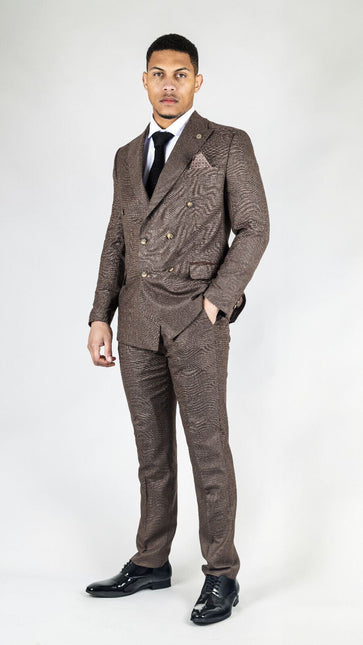 Men's Classic Brown Double Breasted 2-Piece Suit