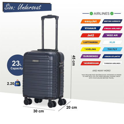 ABS Hardshell Underseat Cabin Suitcase 45 x 30 x 20 cm Luggage Suitable for Wizz Air