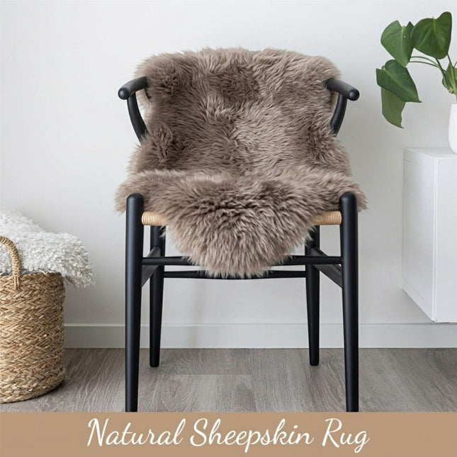 Genuine Taupe Sheepskin Natural Silky Soft Fluffy Real Wool Rug