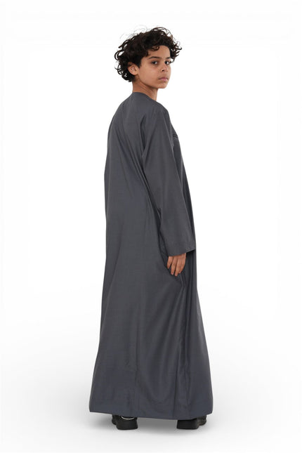 Kids Boys Eid Grey Moroccan Jubba Robe Djellaba Ramadan Eid Thobe - K-HM11