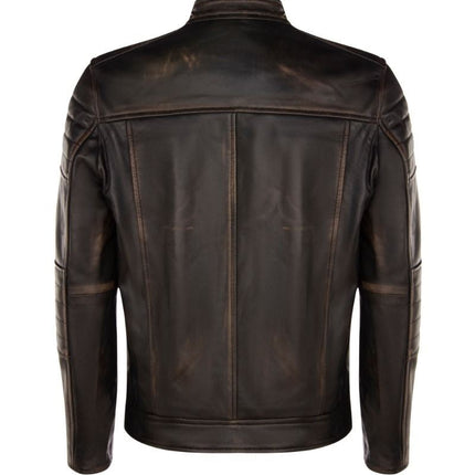 Mens Vintage Leather Retro Biker Jacket - Milan