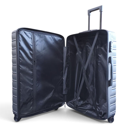 Hardshell Charcoal Grey Suitcase Set Robust 8 Wheel Luggage Cabin Case Bag