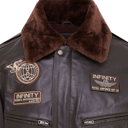 Mens Leather Bomber Jacket Air Force Badge Pilot Flying US Aviator Jacket