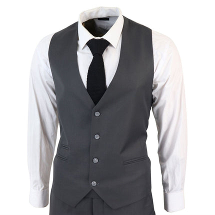 Mens IM1 Classic Plain Charcoal 3 Piece Suit