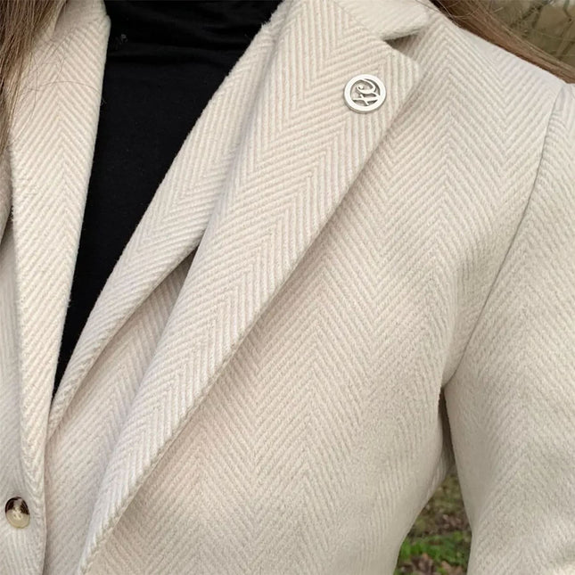 Women's Cream 2 Piece Set Wool Blend Tweed Blazer Waistcoat
