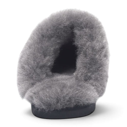 Women's Genuine Sheepskin Black Suede Mule Winter Slippers - Luna
