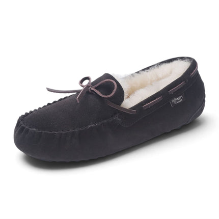 Women's Brown Genuine Sheepskin Moccasin Winter Slippers - Aspen