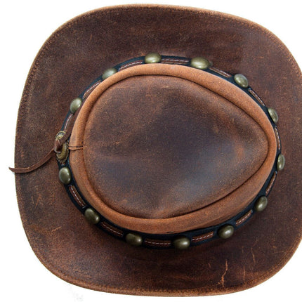 Cowboy Aussie Real Leather Hat Australian Tan Brown Western Outback Bush Hat