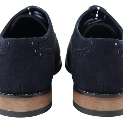 Mens Classic Oxford Brogue Shoes In Navy Blue Suede
