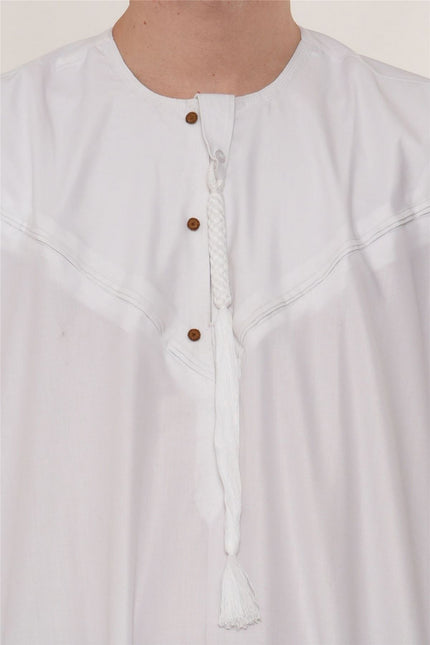 Men's Eid White Moroccan Jubba Robe Djellaba Ramadan Eid Thobe - HM11
