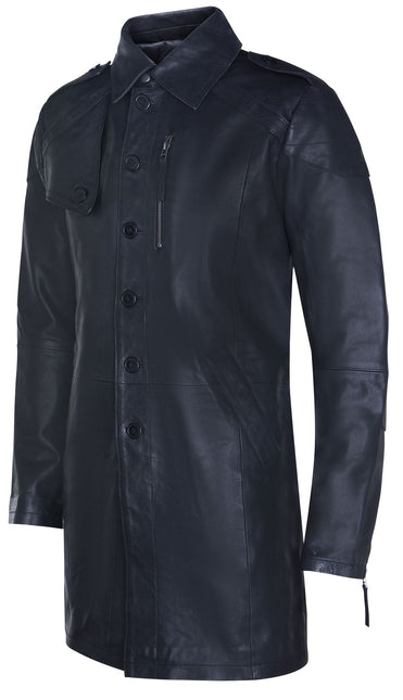 Mens Leather Trench Coat-Hamburg