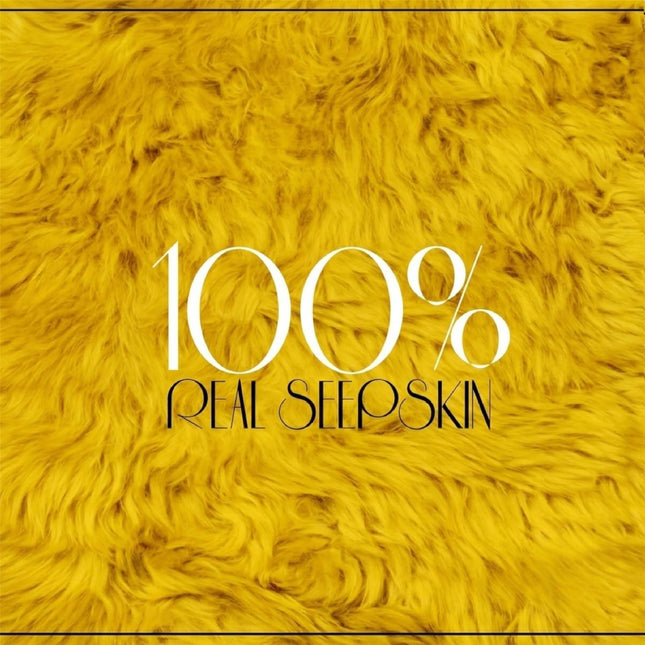 Genuine Bright Yellow Sheepskin Natural Silky Soft Fluffy Real Wool Rug