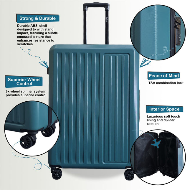 ABS Hard Shell Cabin 56 x 38 x 24 cm Suitcase Suitable for Easyjet, Ryanair