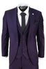 New Mens 3 Piece Suit Plain Purple Classic Tailored Fit Smart Casual 1920s Formal