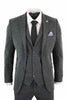 Men's 3 Piece Charcoal Grey Herringbone Tweed Suit