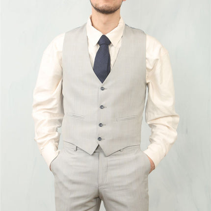 Men's 3 Piece Prince Of Wales Grey Suit Workwear
