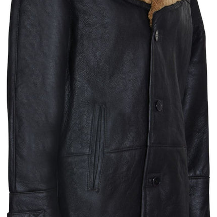 Mens Warm Shearling Sheepskin Crombie Coat-Cologne