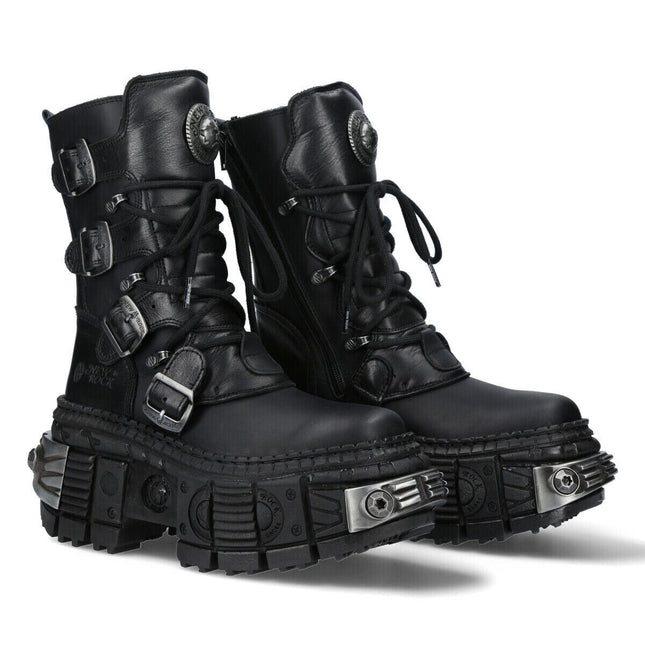 New Rock Mid-Calf Leather Platform Boots-WALL373-S3