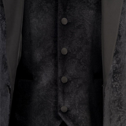Men's Black 3 Piece Velvet Wedding Tuxedo Formal Suit