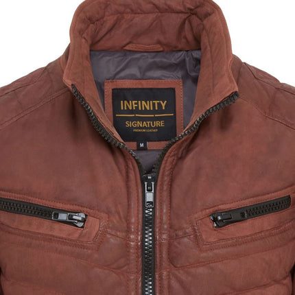 Men's Puffer Leather Biker Quilted Vintage Bomber Jacket