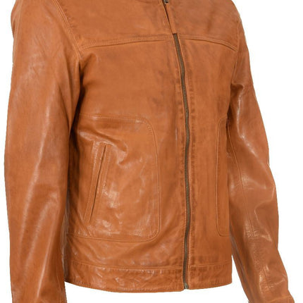 Men’s Classic Fitted Leather Biker Jacket-Austin