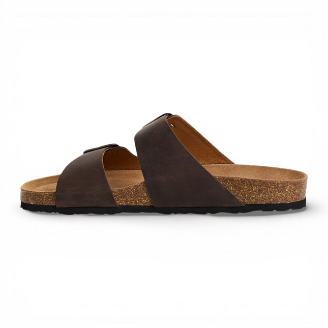 Tamaris Men's Brown Leather Slip-On Footbed Slipper Sandals