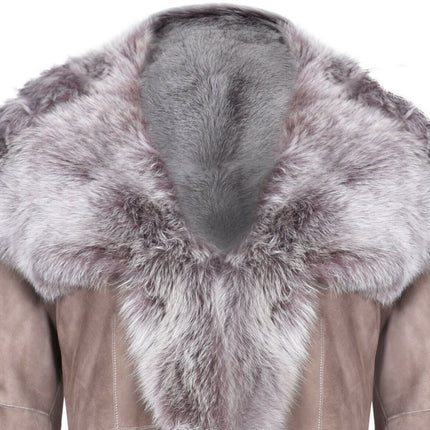 Womens Suede Toscana Sheepskin Hooded Trench Coat-Rushden