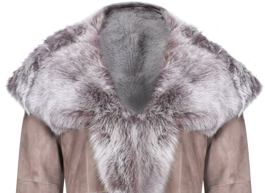 Womens Suede Toscana Sheepskin Hooded Trench Coat-Rushden