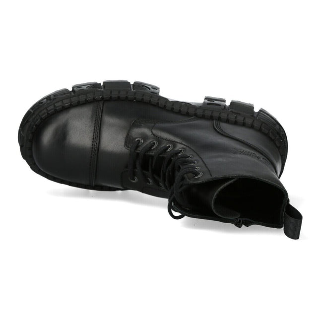New Rock Black Goth Leather Boots-WALL083C-S5