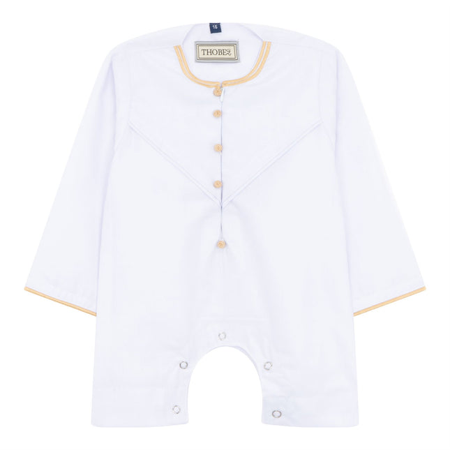 Baby Boys Omani Eid White Thobe  Saudi Emirati Jubba Robe Romper