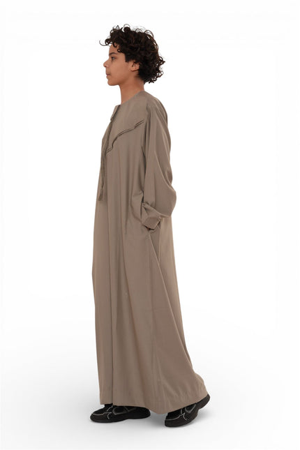 Kids Boys Eid Beige Moroccan Jubba Robe Djellaba Ramadan Eid Thobe - K-HM11