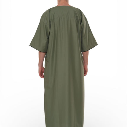 Men's Ramadan Olive Green Moroccan Gandoura Thobe Robe Djellaba Eid Jubba- TT-006