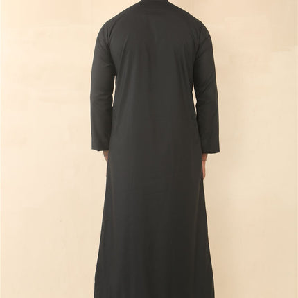 Men's Black Thobe Arab Saudi Emirati Islamic Clothing Jubba Robe