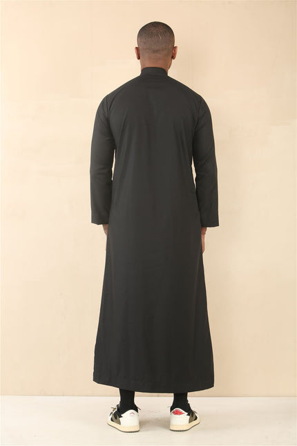 Men's Black Thobe Arab Saudi Emirati Islamic Clothing Jubba Robe
