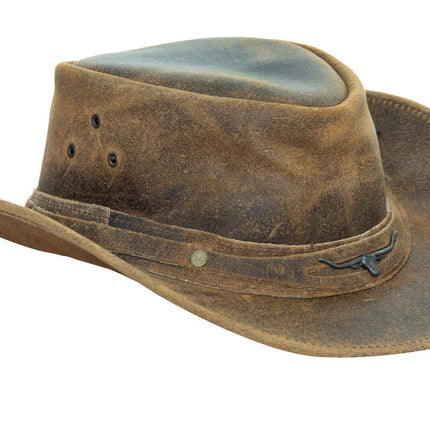 Cowboy Aussie Real Leather Hat Australian Tan Brown Western Outback Bush Hat