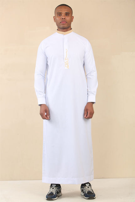 Men's White Thobe Arab Saudi Emirati Islamic Clothing Jubba Robe