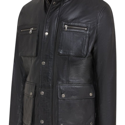 Men’s Leather Military Jacket Outwear Trenchcoat - Field