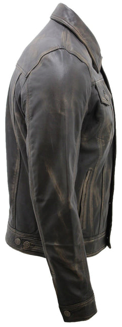 Men’s Retro Leather Trucker Jacket-Constantine