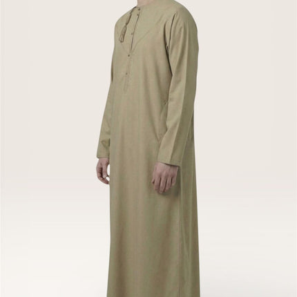 Men's Eid Beige Moroccan Jubba Robe Djellaba Ramadan Eid Thobe - HM11